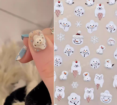 Snowman nail decals 