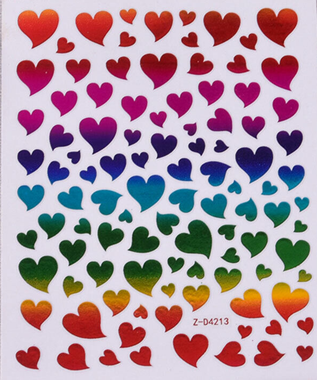 Rainbow Hearts Decals - Z-D4213