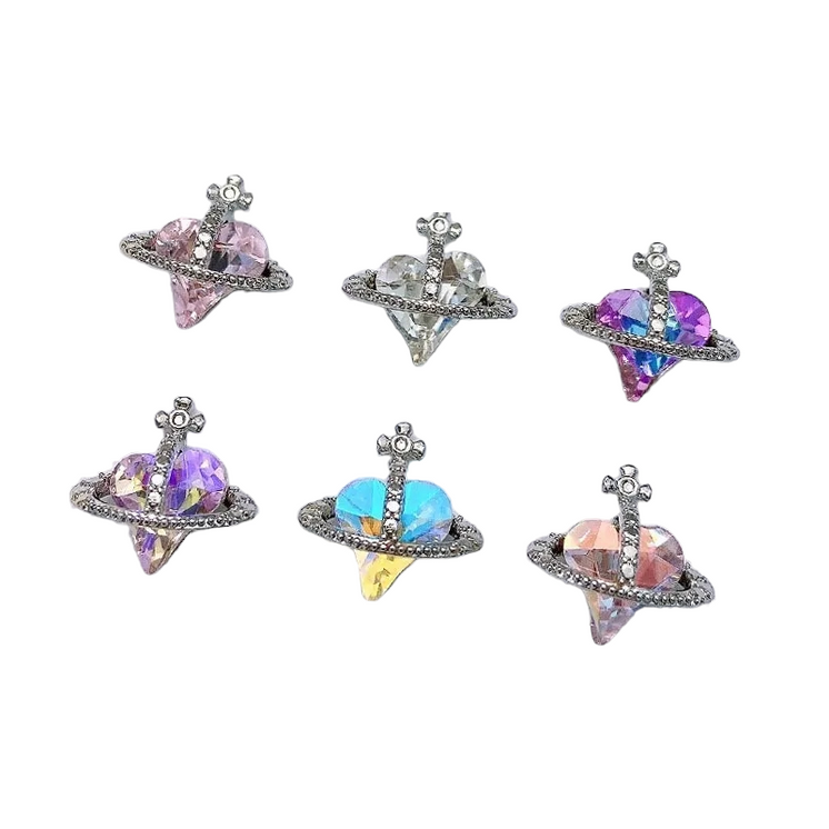 Crystal Heart Space Charms 