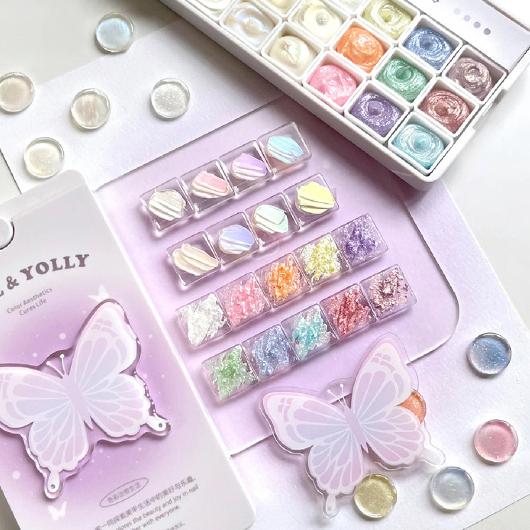 Nail & Yolly Butterfly Luminous Glow Texture Gel Palette