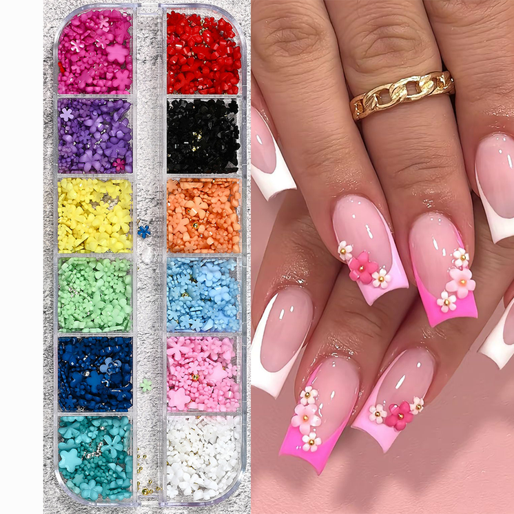 3d Mini Flowers with Bullions (12 Colours)