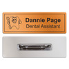 Personalized Trimmed Bronze with Border Name Badge | Available with safety pin.