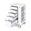7065542 | Insight® 5-Drawer Hygiene Cart with Elock | Three replaceable tilt bins and three adjustable shelves provide quick access to key supplies.