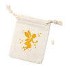 This soft drawstring pouch features a screen-printed tooth fairy design.