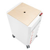 White steel construction with a wooden top.