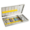 Accommodates up to 20 hand instruments in one organized cassette.