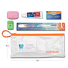 101740 | Prefilled SmileGoods® Patient Paks include a toothbrush, toothpaste, and floss in a durable, reusable 4½" x 10" clear vinyl zipper bag.