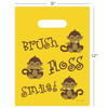 1109659 | 9 x 12 Brush Floss Smile Monkey Bags 100/Pack | Die-cut handles. Tough 2.0 mil plastic. 100 per pack.