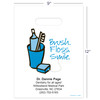 10217105 | 9 x 12 Brush Floss D Personalized Bags 500/Pack | Die-cut handles. Tough, biodegradable, white 2.0 mil plastic.