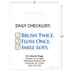 10217107 | 9 x 12 Daily Checklist Personalized Bags 500/Pack | Die-cut handles. Tough, biodegradable, white 2.0 mil plastic.