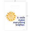 1109617 | 9 x 12 Sunshine Smile Bags 100/Pack | Die-cut handles. Tough, biodegradable, white 2.0 mil plastic. 100 per pack.