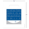 1109618 | 7 ¾ x 9 Beautiful Smile Bags 100/Pack | Die-cut handles. Tough, biodegradable, white 2.0 mil plastic. 100 per pack.