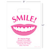 11096181 | 9 x 12 Smile Personalized Bags 500/Pack | Die-cut handles. Tough, biodegradable, white 2.0 mil plastic.