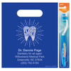 11096184 | Personalized patient bag feature shining tooth artwork with the words, 'Brush', 'Floss', and 'Smile' written inside the tooth outline.