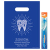11096185 | Personalized patient bag feature shining tooth artwork with the words, 'Brush', 'Floss', and 'Smile' written inside the tooth outline.