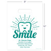 11096189 | 9 x 12 Smile Shine Personalized Bags 500/Pack | Die-cut handles. Tough, biodegradable, white 2.0 mil plastic.