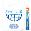 1021765 | Personalized patient bag featuring artwork featuring the word 'SMILE' written in blue Crayon with a large smile with teeth drawn in Crayon.