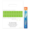 1021793 | 9 x 12 Premium Care Personalized Bags 1000/Pack | Personalized patient bags featuring a green block with white tooth outlines. The words 'premium care' are written above the green block and the words 'for a beautiful smile' are written below the green block.