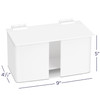700529 | Wall-mountable white acrylic design holds any flat masks up to 8¼"W x 4"H. Dispenser measures 9"W x 4½"D x 5"H.