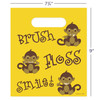 1109658 | 7¾ x 9 Brush Floss Smile Monkey Bags 100/Pack | Die-cut handles. Tough 2.0 mil plastic. 100 per pack.
