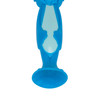 Suction-cup base keeps bristles off counter.