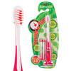 7109855 | The Brush'n Time Toothbrush Kit with Timer includes a smiling toothbrush designed especially for children ages 3-8, along with a 3-minute brushing sand timer.