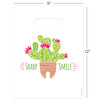 11098169 | 9 x 12 Sharp Smile Bags 100/Pack | Die-cut handles. Tough, biodegradable, white 2.0 mil plastic. 100 per pack.