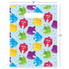 11098144 | 9 x 12 Tweety Molars Scatter Print Bags 100/Pack | Die-cut handles. Tough, biodegradable, white 2.0 mil plastic. 100 per pack.