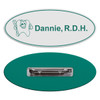 Personalized Oval White Name Badge | Safety pin backing.