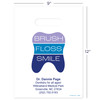 11096207 | 9 x 12 Brush Floss G Personalized Bags 1000/Pack | Die-cut handles. Tough, biodegradable, white 2.0 mil plastic.