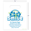 11096210 | 7¾ x 9 Tropical Smile Personalized Bags 500/Pack | Die-cut handles. Tough, biodegradable, white 2.0 mil plastic.