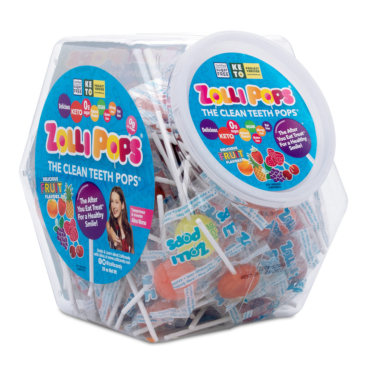 Zollipops® Original Assorted Hex-Shaped Canister | Practicon Inc