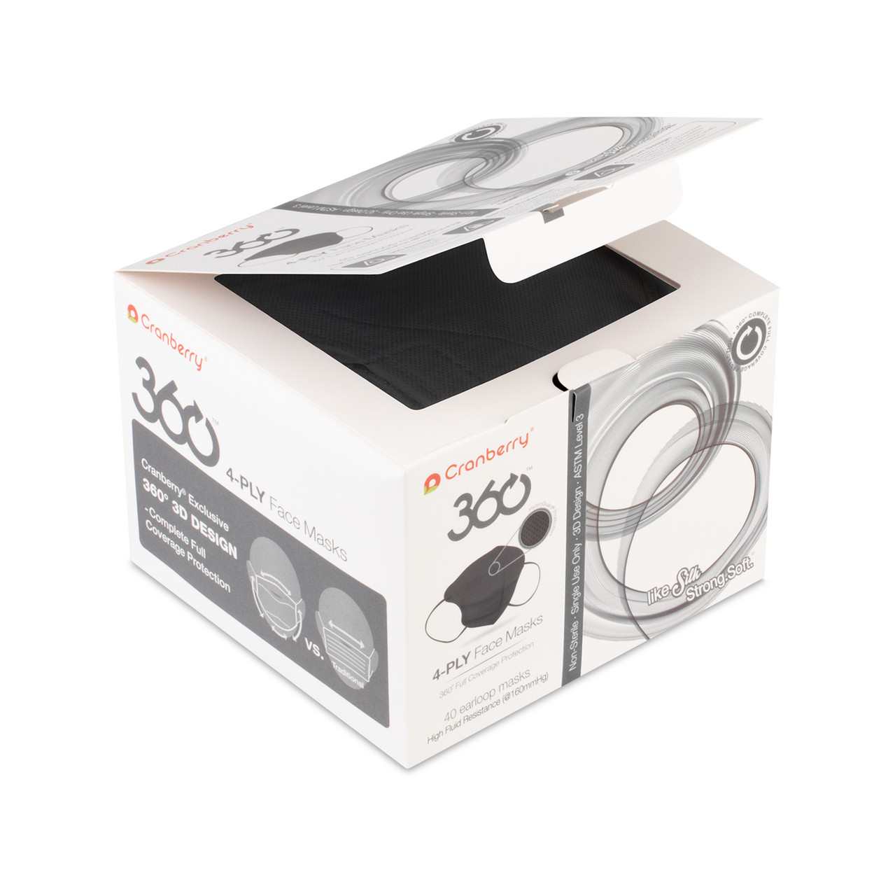 Cranberry Black 360 Level 3 Face Masks 40/Box | Practicon Inc