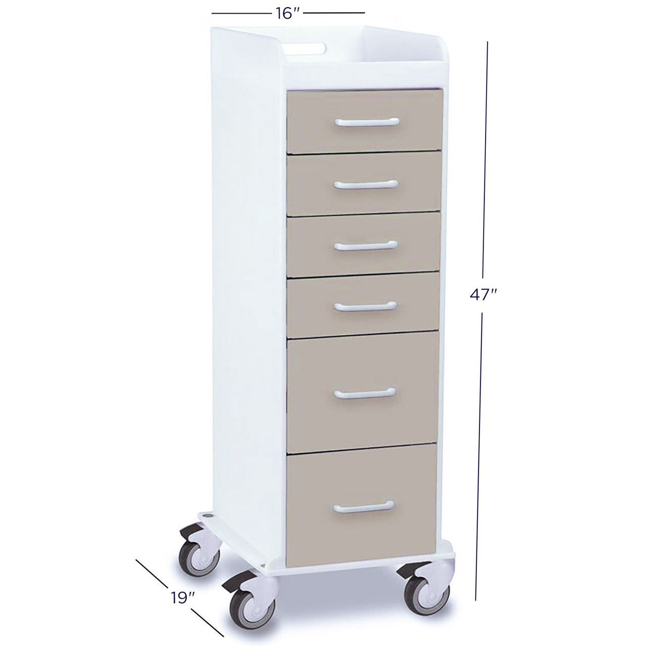 Core Tall Locking Six Drawer Cart | Practicon Inc