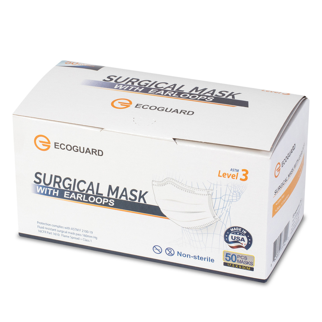 EcoGuard Blue Level 3 Face Masks 50/Box | Practicon Inc
