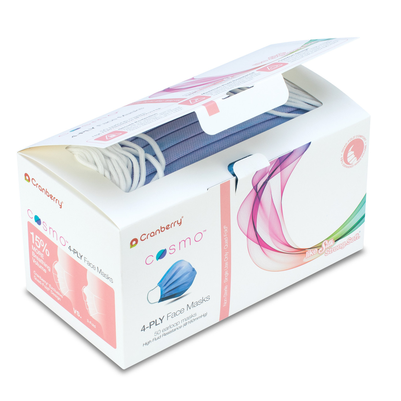 Cranberry COSMO Level 3 Face Masks 50/Box | Practicon Inc