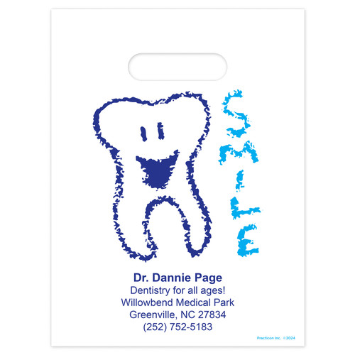 Practicon 9 x 12 Smile Tooth Personalized Bags 1000/Pack 1021729