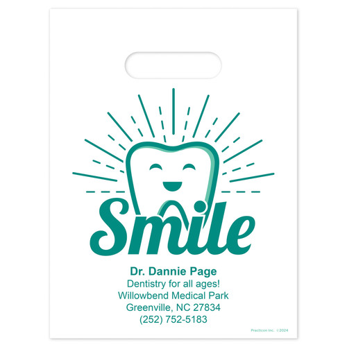 Practicon 9 x 12 Smile Shine Personalized Bags 1000/Pack 11096189