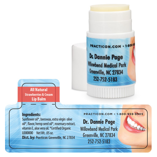 112018 | Personalized mini lip balms bring soothing comfort while promoting your practice.