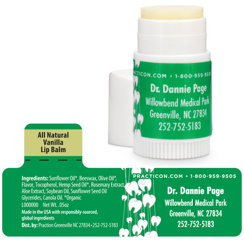 Personalized Flossing Molars Green Mini Lip Balms 250/Case