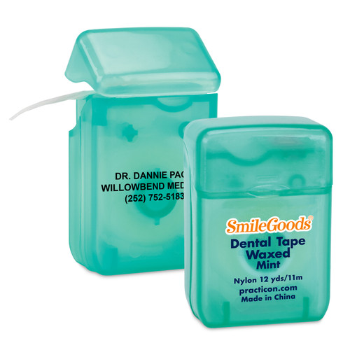 7045208P | SmileGoods® Personalized Mint Waxed Dental Tape 12 yds. 72/Case