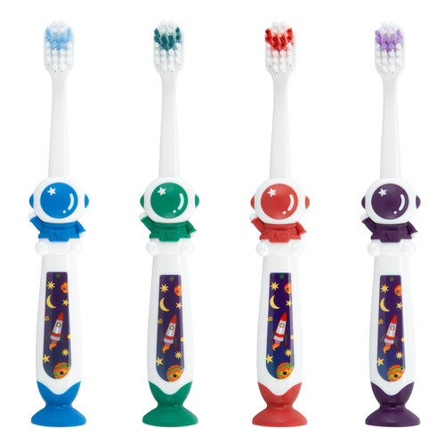 SmileGoods® Y242 Rocketeer Child Toothbrushes 72/Box | Features a fun astronaut shape with an adventurous space theme.