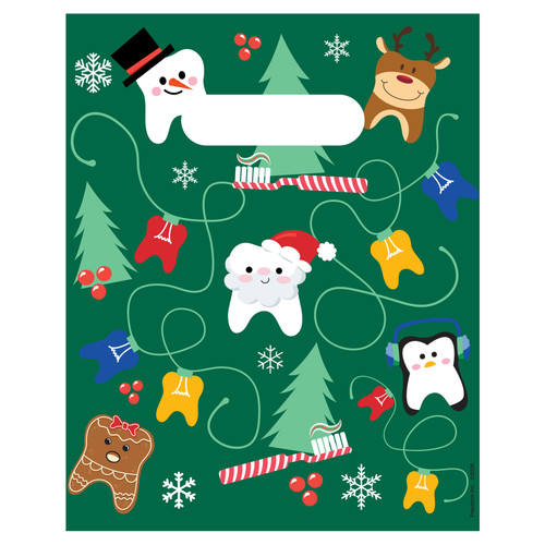 11098273 | 8 x 10 Dental Christmas Bags 100/Pack