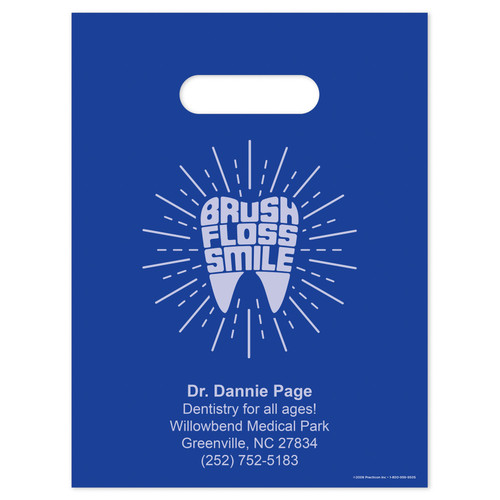 Practicon 9 x 12 Brush Floss Smile F Personalized Bags 1000/Pack 11096185