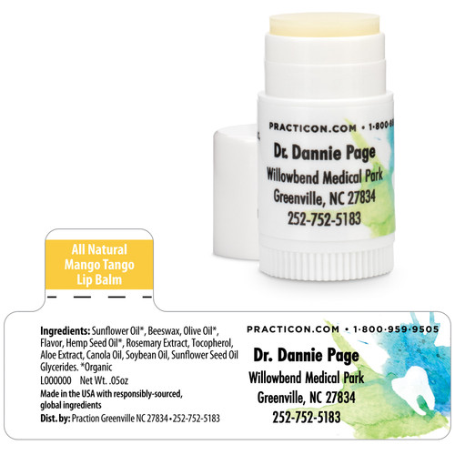 Personalized Watercolor Tooth Mini Lip Balms 250/Case