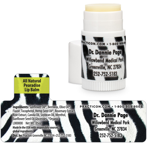112027 | Personalized mini lip balms bring soothing comfort while promoting your practice.