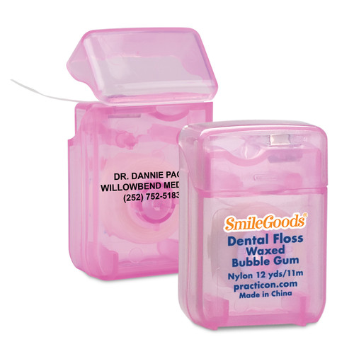 SmileGoods® Personalized Bubble Gum Waxed Dental Floss 12 yds. 72/Case