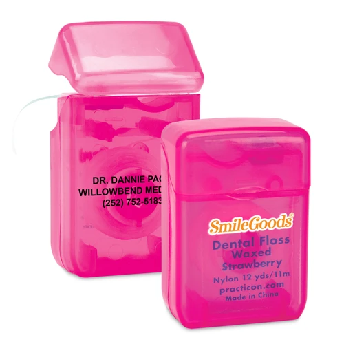 SmileGoods® Personalized Strawberry Waxed Dental Floss 12 yds. 72/Case