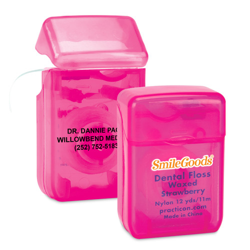 SmileGoods® Personalized Strawberry Waxed Dental Floss 12 yds.