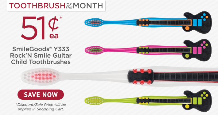 Toothbrush of the Month: SmileGoods® Y333 Rock'N Smile Guitar Child Toothbrushes 72/Box